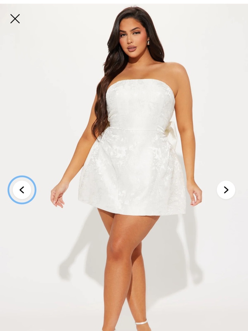 White Strapless Mini Bridal Dress